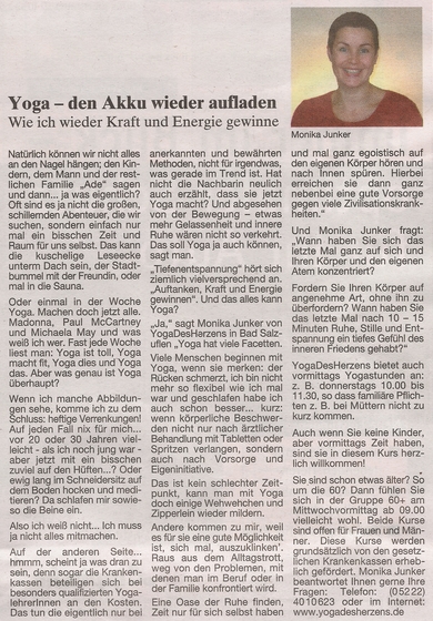 Zeitungsartikel Lippische Neueste Nachrichten vom 27.09.2008 über Yoga